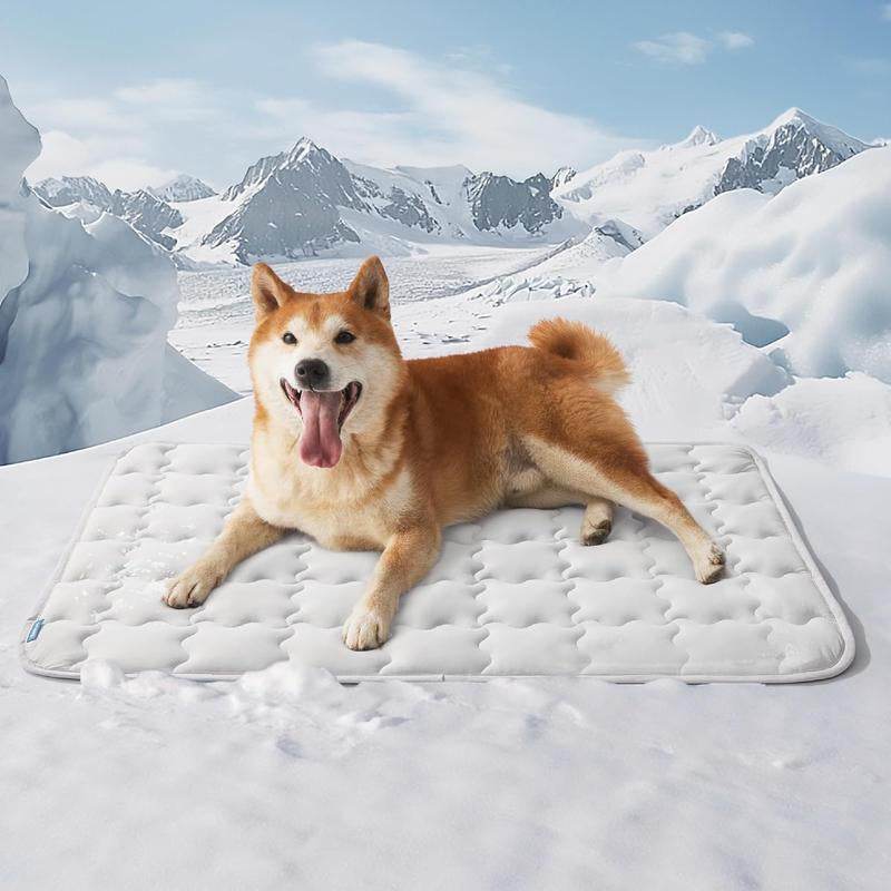 Cooling Mat for Large Dogs (Up to 50 lbs), Q-Max>0.5 Thin Breathable Cold Crate Pad for Pet, Portable Washable Kennel Bed for Summer Active Dog with Chill Cool Soothing Fabric to Rapid Cooling, Non-Slip, Portable, Cooling Tech