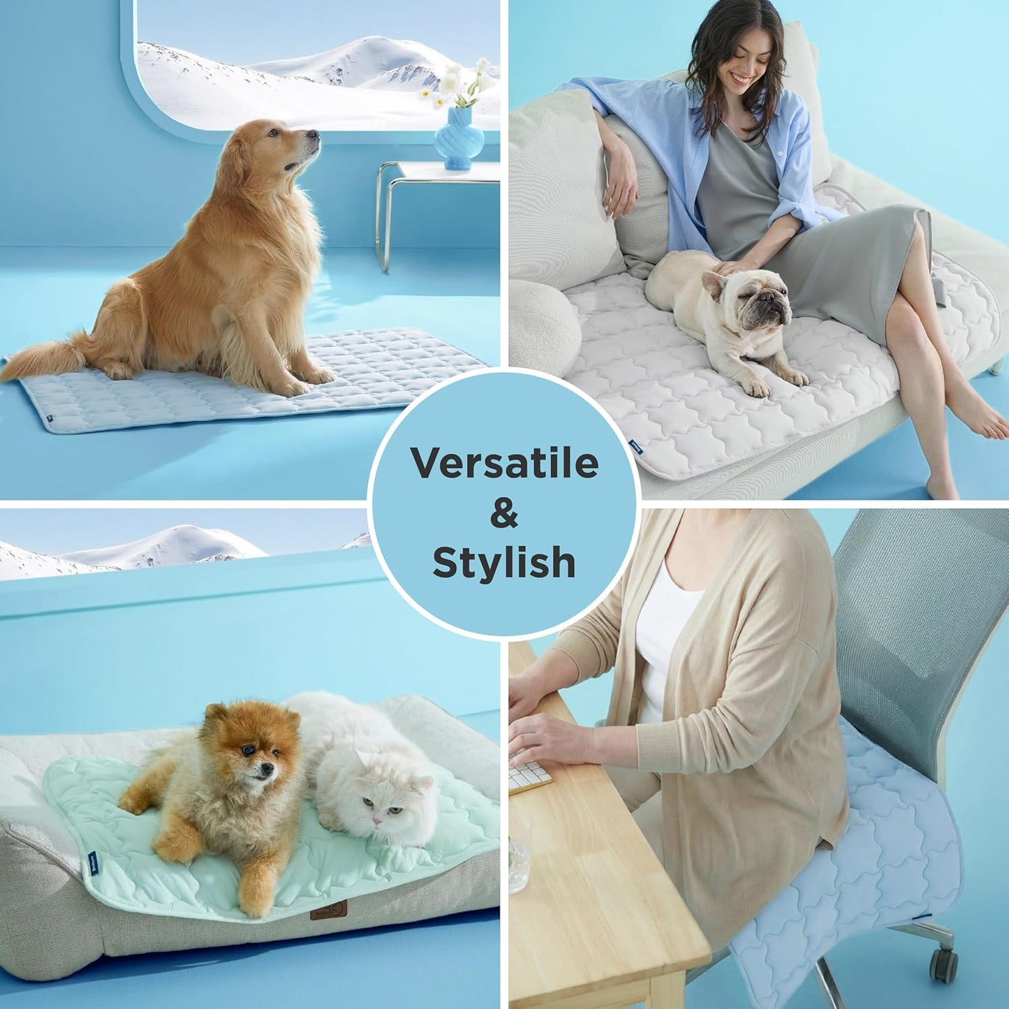 Cooling Mat for Large Dogs (Up to 50 lbs), Q-Max>0.5 Thin Breathable Cold Crate Pad for Pet, Portable Washable Kennel Bed for Summer Active Dog with Chill Cool Soothing Fabric to Rapid Cooling, Non-Slip, Portable, Cooling Tech
