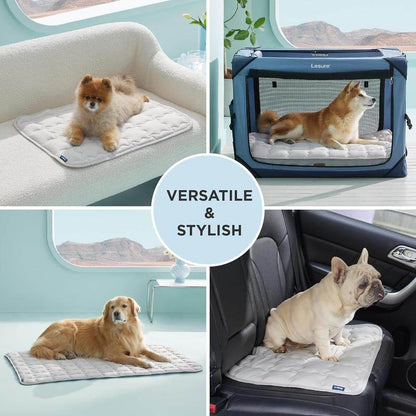 Cooling Mat for Large Dogs (Up to 50 lbs), Q-Max>0.5 Thin Breathable Cold Crate Pad for Pet, Portable Washable Kennel Bed for Summer Active Dog with Chill Cool Soothing Fabric to Rapid Cooling, Non-Slip, Portable, Cooling Tech