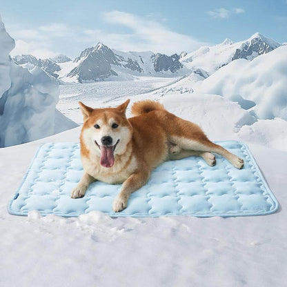 Cooling Mat for Large Dogs (Up to 50 lbs), Q-Max>0.5 Thin Breathable Cold Crate Pad for Pet, Portable Washable Kennel Bed for Summer Active Dog with Chill Cool Soothing Fabric to Rapid Cooling, Non-Slip, Portable, Cooling Tech